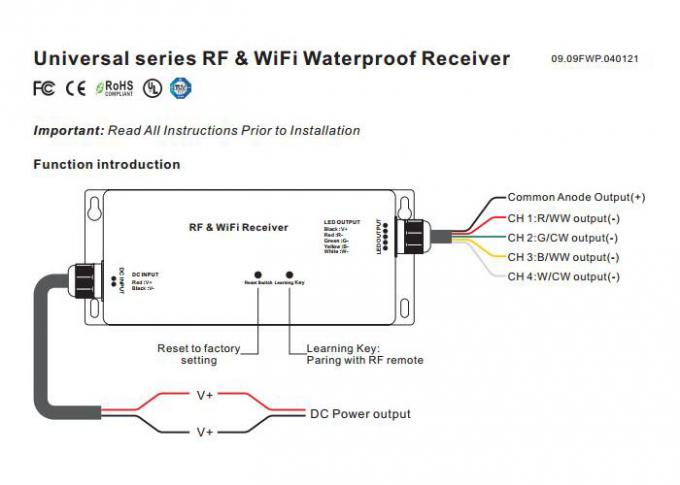 RF & WiFi RGBW LED Controller 4 ช่อง CV หรือ CC เอาต์พุตรับประกัน 5 ปี 0