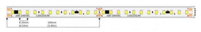 220-240VAC แถบ LED แรงสูง 1600LM 16.5W 120LEDs ต่อเมตร IP67 EMC 0