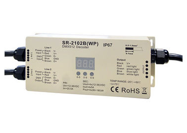 RGBW 4 ช่องสัญญาณ DMX512 ตัวถอดรหัสเอาต์พุตพิกัดกลางแจ้ง IP67 กันน้ำสูงสุด 720W